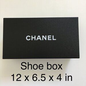 CHANEL Empty Gift Box for Shoes Loafer fits Size 37.5 Black Paper Box with Card